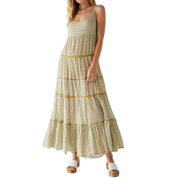 Free People Midnight Dance Print Maxi Dress Light Grey Combo - Picture 5 of 16